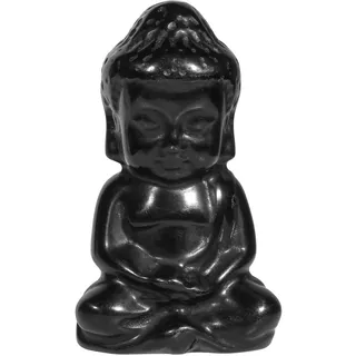 Nupuyai Kleine Obisidian Stein Buddha Figur Edelstein Glücksbuddha Deko | 5 cm Edelstein Buddha Figur, Glücksbringer Talisman, Feng Shui, Glücksbuddha Statue Zen Deko für Meditation Wohnzimmer