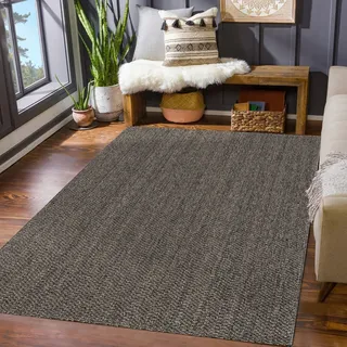 TT Home In- und Outdoor Loop Teppich Modern Robust Wetterfest Für Terrasse Wohnzimmer Küche Einfarbig Naturtöne Weiche Struktur Größe 200x280 cm - Grau