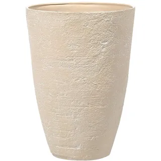 Beliani Blumentopf sandbeige rund 51/51/71 cm Camia , Beige , Stein , 71 cm , Dekoration, Blumen & Blumentöpfe, Übertöpfe