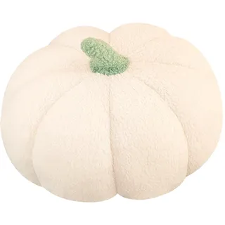 TNSLAND 3D Gefüllte Kürbis Dekokissen - 25cm Halloween Deko Kissen für Schlafzimmer & Sofa - Weiß