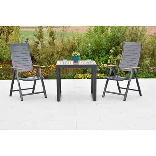 Merxx Tinos Set 3-tlg. 2 Klappsessel Balkon-Tisch Ausziehbar 80 (120) x 70 cm