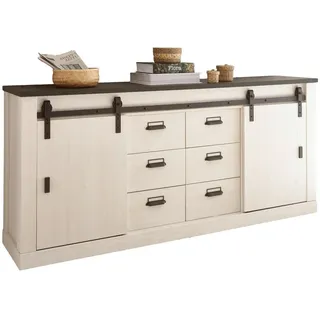furn.design Sideboard 201 x 91 x 43 cm Weiß / Anthrazit