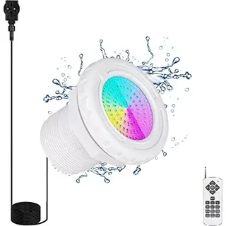 Kollniun LED-Poolbeleuchtung über gemahlenem Pool, 12 W RGB dimmbar, farbveränderte, kompatible Fernbedienung, Schwimmlicht, Stahlrahmenwand IP68