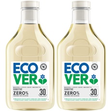 Ecover ZERO Flüssigwaschmittel (2 x 1,5 L/ 60 Waschladungen), Ecover Waschmittel mit pflanzenbasierten Inhaltsstoffen, Sensitiv Waschmittel für Allergiker und empfindliche Haut