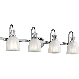 Große Badezimmerlampe mit LED Geriffeltes Glas 83cm IP44 Wandlampe Chrom G9