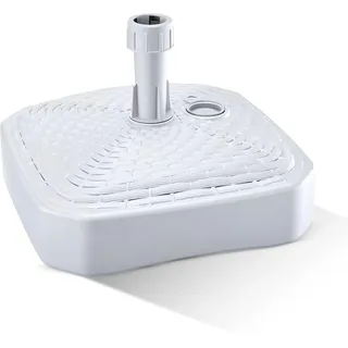 GARDENIX Sonnenschirmständer Quadratisch Weiß Rattanoptik aus Kunststoff befüllbar mit Sand, Wasser, Kies zu Garten, Strand, Terrasse -Sonnenschirm Schirmhalter Schirmständer Schirmständer Ständer