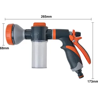 Autowaschanlage Hochdruckschlauch Schaumsprüher Schaumdüse Seifenspender Gartenbewässerungsgerät mit 8 Bewässerungsmodi zum Autowaschen Pflanzenbewässerung Haustiere Dusche