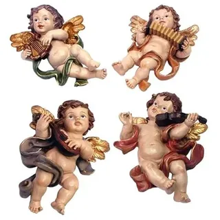 DRW Set mit 4 Engelchen mit Instrumenten zum Aufhängen an der Wand, 25 cm hoch, Mehrfarbig, estandar