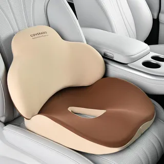Coverado Sitzkissen und Lendenwirbelstützkissen für Bürostuhl und Autositz, Ergonomisches Memory-Schaum Schreibtischstuhl Rückenstütze Kissen, Ischias und Rücken und Tailbone Pain Relief Kissen