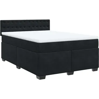 vidaXL Boxspringbett mit Matratze Schwarz 140x200 cm Samt