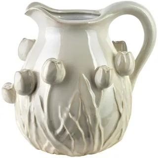 Mondex Vase Evam 19/19/20,5 cm Creme Keramik , Beige , 20.5 cm , Dekoration, Vasen, Keramikvasen