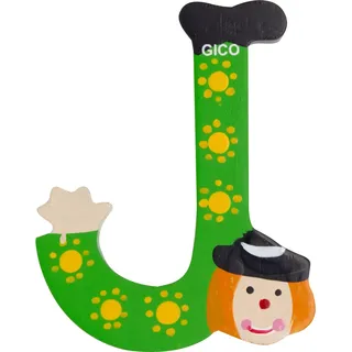 Holzbuchstaben Name Kinderzimmer groß Deko für die Tür, lustige Clowns, A-Z, Höhe ca. 9 cm, Holz Buchstabe 7361 (J)