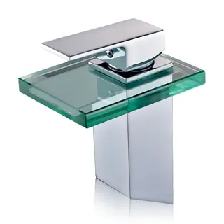 dp griferia DP bath Glasarmatur Schwallauslauf Wasserfall Modell Orquidea, 1 Stück, silber, GLBAM