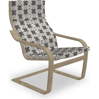 ABAKUHAUS Geometrisch Poäng Sessel Polster, Checkered gestreiftes Motiv, Sitzkissen mit Stuhlkissen mit Hakenschlaufe und Reißverschluss, Koksgraue Eggshell - Bunt