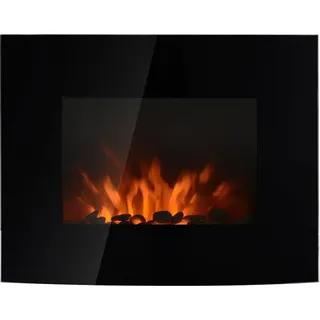 HOMCOM Elektrokamin Kamin Kaminofen Elektrischer 2 Leistungsstufen einstellbar 900/1800 W LED 65 x 11 x 52 cm Edelstahl Schwarz - Schwarz