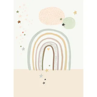 Rasch Tapeten 557398 - Fototapete auf Vlies mit einem Regenbogen und Sternen in Beige, Hellgrün und Weiß aus der Kollektion Onszelf Stories - 2,80 m x 2,00 m (LxB)