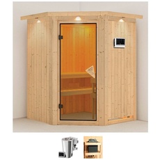 Bild Sauna »Nanna«, (Set), 3,6-kW-Bio-Plug & Play Ofen mit externer Steuerung beige