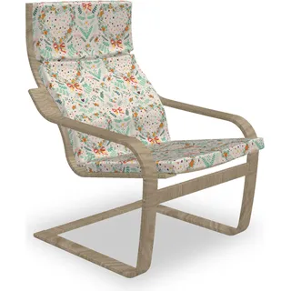 ABAKUHAUS Shabby Flora Poäng Sessel Polster, Vintage Herz-Bänder, Sitzkissen mit Stuhlkissen mit Hakenschlaufe und Reißverschluss, beige Mint - Beige