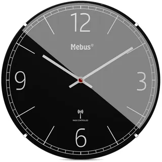 MEBUS Funk-Wanduhr 12985  schwarz