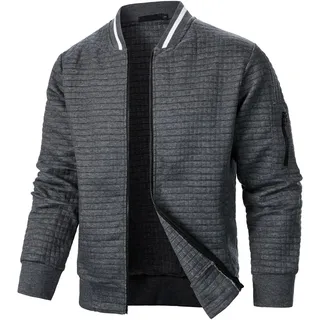 Übergangsjacke Herren Frühling Blouson Bomberjacke Herbst Leichte Dünne Sommerjacke Windjacke Stehkragen Fliegerjacke Casual College Jacke mit Taschen Lässig Herbst Casual Alltag Freizeit Jacken