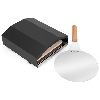 Onlyfire Pizzahaube für Gasgrill, Pizzaaufsatz mit Pizzaschaufel und Pizzastein, Pizza Cover für Meisten Gasgrill mit Seitenbrennern, Pizza Grillaufsatz, Pizza Zubehör, Pizzabox, 31,5 ×27,5 × 12 cm