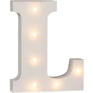 Out of the Blue 57/6085 - Holz Buchstabe "L" beleuchtet mit 6 LED Lichtern, batteriebetrieben, 16 x 3 x 16 cm