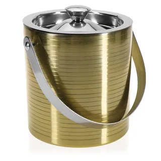 com-four® Eis-Eimer aus Edelstahl - Eis-Würfel-Behälter doppelwandig mit Deckel und Henkel - Sekt & Weinkühler - Kühlschale für Obst, Gemüse und Schokolade - ca. 1,5 Liter (Sandefjord)