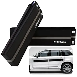 Hivexagon 2er-Pack Türschutzleisten für alle Türrahmen – 2 cm Dicke, abnehmbare, weiche Polsterung aus PU-Leder und Schaumstoff mit integrierten Magneten und Saugnäpfen (Schwarz)
