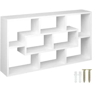 tectake Wandregal Kassandra, 85 x 48 x 16 cm, weiß , Weiß , Holz , Rechteckig , 48x16x85 cm , Wohnzimmer, Regale, Wandregale