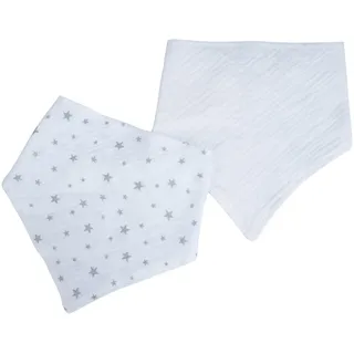 Bébé Douceur 2 Lätzchen, Bandana, 100% Baumwoll-Gaze, 16 x 41 cm, Weiß