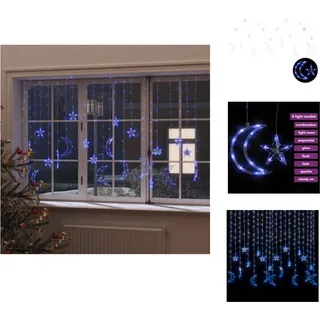 vidaXL Lichterketten Stern und Mond Fernbedienung 345 LED Blau - Weihnachtsbeleuchtung - Blau