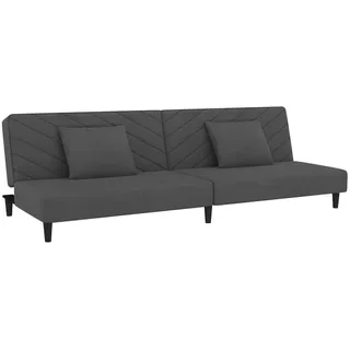 Schlafsofa 2-Sitzer mit 2 Kissen Dunkelgrau Samt - Grau, Dunkelgrau