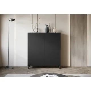 Highboard HOME AFFAIRE "HIGHBOARD PHUKET II, Stilvolle, grifflose Hochkommode, Breite 120cm", graphite schwarz matt, B:120cm H:130cm T:39cm, ABS-Kunststoff, FSC-zertifizierter Holzwerkstoff, Holzwerkstoff, Kunststoff, Sideboards, Highboard, Mit 4 Türen und 8 Fächern und höhenverstellbaren Einlegeböden