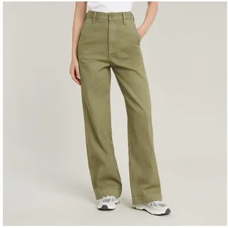 G-Star Chinohose G-STAR "Deck 2.0 High Loose Chino wmn", Damen, Gr. 29, Länge 32, ensis grün gd, Web, Obermaterial: 98% Baumwolle, 2% Elasthan, unifarben, loose fit normal, Hosen Chinohose, mit Paspeltaschen