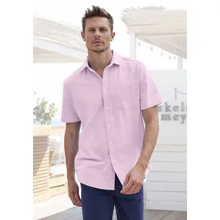 Kurzarmhemd H.I.S, Herren, Gr. XL (43/44), N-Gr, rosa, Web, Obermaterial: 100% Baumwolle, unifarben, regular fit, Rundhals, abgesteppte Kante, Hemden Kurzarmhemd, mit Kentkragen, Oxford-Qualität aus reiner Baumwolle, Topseller