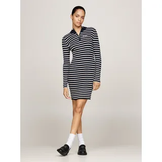 Tommy Jeans Strickkleid »TJW METALLIC TIP ZIP SWTR DRESS« mit Glitzer, Zipper, blau