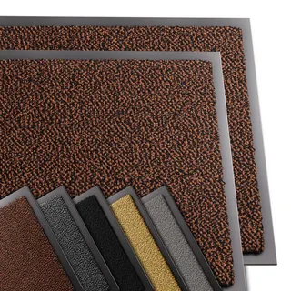 VOUNOT 2er-Set Hochwertige Fußmatte Innen und Außen, Schmutzfangmatte rutschfest,waschbar & wetterfest, Fussmatte für Eingangsbereich & Aussenbereich, Läufer Flur dünn 60x90cm, Braun-schwarz