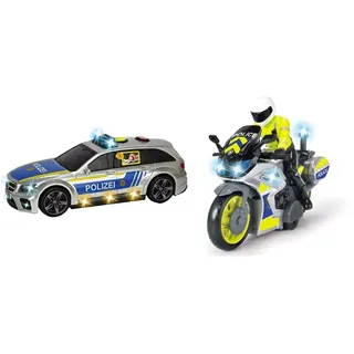 Dickie Toys - Mercedes-AMG E 43 – 30 cm großes Polizeiauto, motorisiert, ab 3 Jahre & Polizei Motorrad – Spielzeug Motorrad mit Polizisten-Figur, für Kinder ab 3 Jahren, 17 cm lang