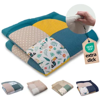 ULLENBOOM Krabbeldecke für Baby 100x100 cm - Dick und weich gepolstert | Außenmaterial: 100% Baumwolle, Alle Materialien OEKO-TEX zertifiziert, Made in EU, Schadstoffgeprüft und waschbar