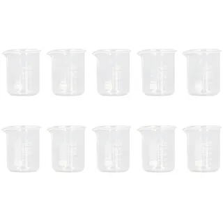 Glasbecher, 10 Stück 50 Ml Laborbecher Glas-Messbecher-Set, Professionelle Messbecher aus Borosilikatglas für Labore, Klassenzimmer
