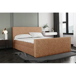 Kaiser Möbel Boxspringbett mit bettkasten und matratze + topper LILA stof Puente Marille 140x200 cm - Lila