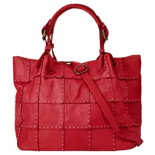 Shopper SAMANTHA LOOK, Damen, Gr. B/H/T: 36cm x 26cm x 19cm onesize, rot, Leder, leicht glänzend, unifarben, Taschen Shopper, echt Leder, Made in Italy