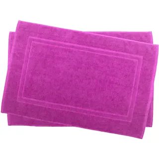 Julie Julsen 2er Pack 50 x 80 cm Badvorleger in Premium Qualität 900 gm2 in aktuellen Farben und 4 Größen aus Baumwolle Badematte Badteppich Duschvorleger Design Doppel Rahmen Pink