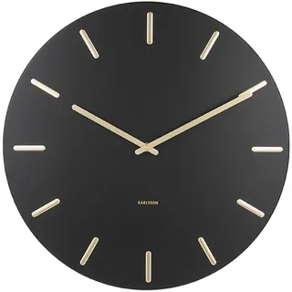 Karlsson Wanduhr, Charm, Stahl, Schwarz mit Gold, 45 x 3,5 cm, Einheitsgröße