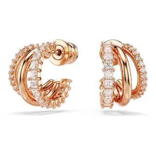 Swarovski Hyperbola Kreolen, Weiße, Rosé Vergoldete Mini-Ohrringe mit Strahlenden Swarovski Kristallen in Verschiedenen Schliffen