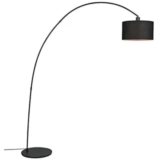 Qazqa - Moderne Bogenlampe Schwarz mit Schirm - Vinossa I Wohnzimmer - Stahl Länglich - LED geeignet E27