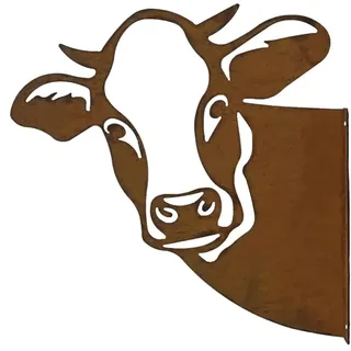 FANNAS Kuhkopf Gartenstatuen Metall Edelrost Kuh Dekoration Tierischer Rost Kuh Figur Kuh Deko Metall Rost Rostige Tier Silhouette für Outdoor Garten Farm Deko Gartendeko Figuren