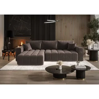 furmeb patryk hojka FurMeb24 ECKSOFA Gabo-L form mit Schlaffunktion und Bettkasten 280 x 85 cm BRAUN monolith 15 - Braun