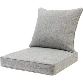 QILLOWAY Outdoor-Stuhlkissen-Set, wetterfest, Outdoor-Kissen für Terrassenmöbel, Grau/Schwarz