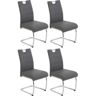 Hela FLORA Freischwinger Kunstleder grau 4er Set